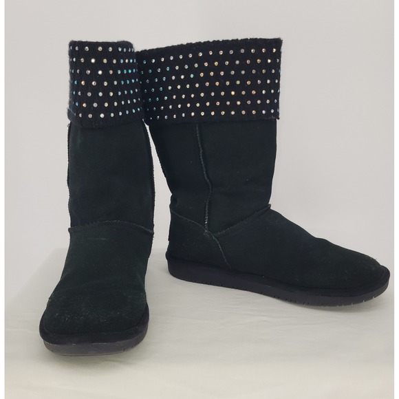Skechers Australia Shoes - Skechers Australia Shelby Blk Suede Rhinestone Mid-Calf Winter/Snow Boots ~ 2014